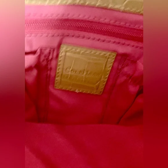 Cole Haan NWOT Lime Green Crocodile Texture Leather Tote Purse - Picture 9 of 9